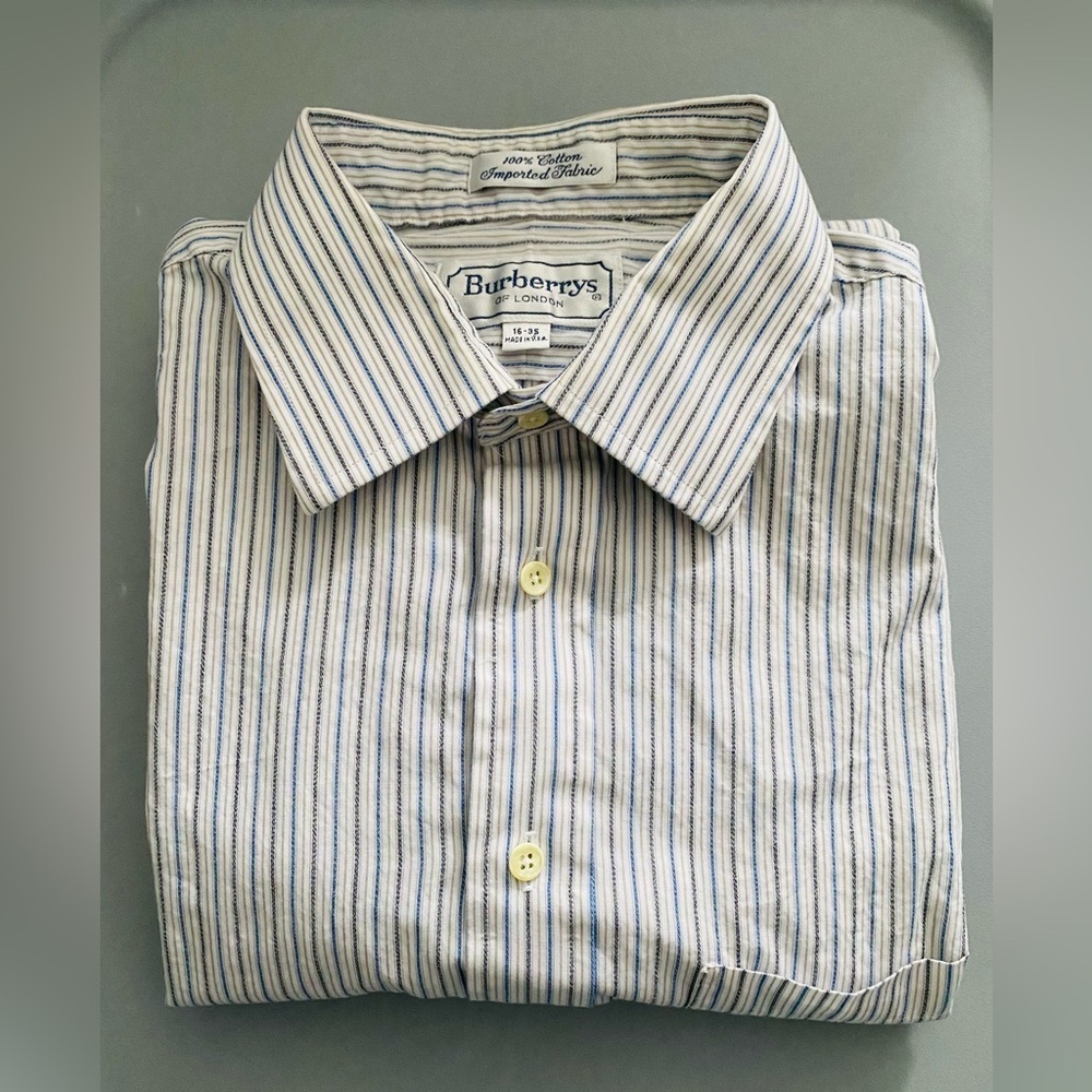 Burberrys Of London Shirt Mens Button Up Shirt 16 - 35 Made in USA Striped - Picture 13 of 13